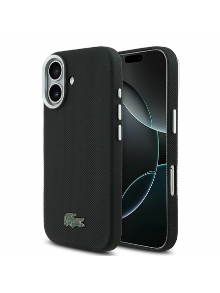 Lacoste Lacoste PVC Ikonikus Petit Pique Fém Logó MagSafe Hátsó Tok iPhone 17-hez Fekete