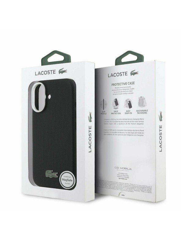 Lacoste Lacoste PVC Ikonikus Petit Pique Fém Logó MagSafe Hátsó Tok iPhone 17-hez Fekete