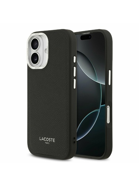 Lacoste Lacoste PU Bőr Champs Elysees MagSafe Hátsó Tok iPhone 17-hez Fekete