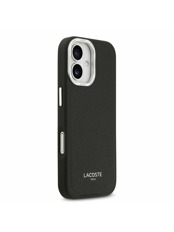 Lacoste Lacoste PU Bőr Champs Elysees MagSafe Hátsó Tok iPhone 17-hez Fekete