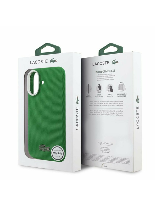 Lacoste Lacoste PVC Ikonikus Petit Pique Fém Logó MagSafe Hátsó Tok iPhone 17-hez Zöld