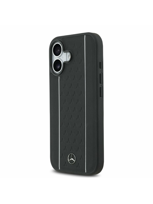 Mercedes Mercedes Bőr Csillag Minta és Csíkok MagSafe Hátsó Tok iPhone 17-hez Fekete/Fehér