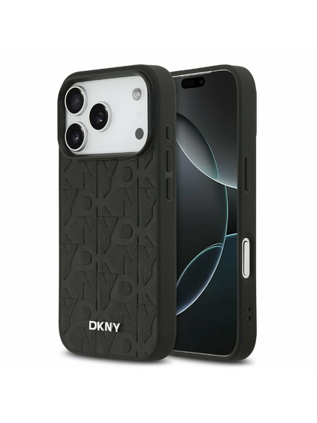 DKNY DKNY PU Leather Grid Pattern Magsafe Hátlap iPhone 17 Pro számára Black