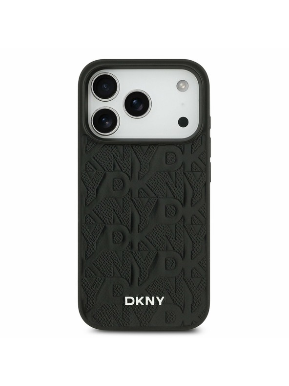 DKNY DKNY PU Leather Grid Pattern Magsafe Hátlap iPhone 17 Pro számára Black