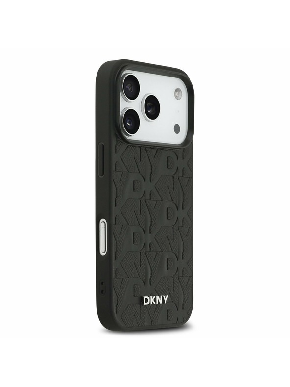 DKNY DKNY PU Leather Grid Pattern Magsafe Hátlap iPhone 17 Pro számára Black