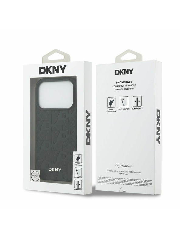 DKNY DKNY PU Leather Grid Pattern Magsafe Hátlap iPhone 17 Pro számára Black