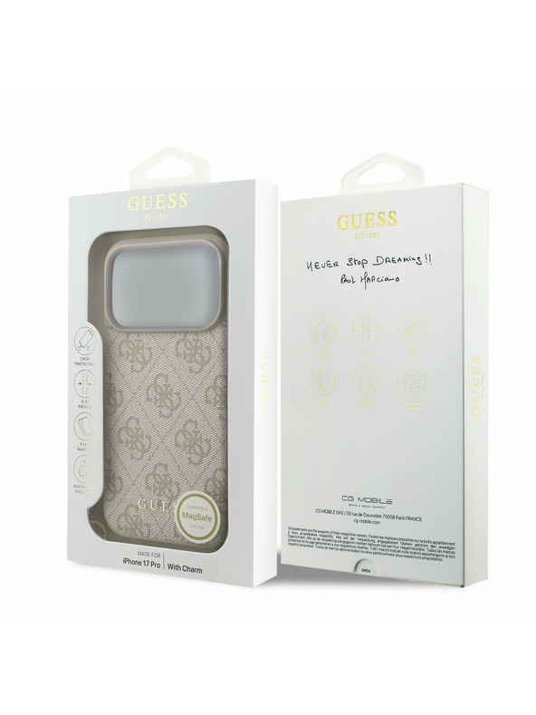 Guess Guess 4G Charm MagSafe Hátlap iPhone 17 Pro számára Tone on Tone Pink