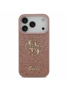 Guess Guess PU Fixed Glitter 4G Metal Logo Hátlap iPhone 17 Pro számára Pink