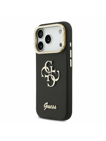Guess Guess PU Grained 4G Logo Stand Camera Frame Hátlap iPhone 17 Pro számára Black