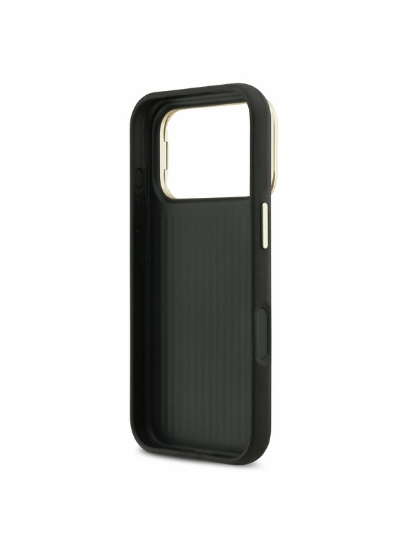 Guess Guess PU Grained 4G Logo Stand Camera Frame Hátlap iPhone 17 Pro számára Black