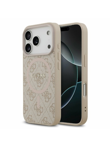 Guess Guess PU Leather 4G Colored Ring MagSafe Hátlap iPhone 17 Pro számára Pink