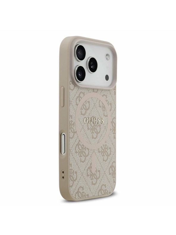 Guess Guess PU Leather 4G Colored Ring MagSafe Hátlap iPhone 17 Pro számára Pink