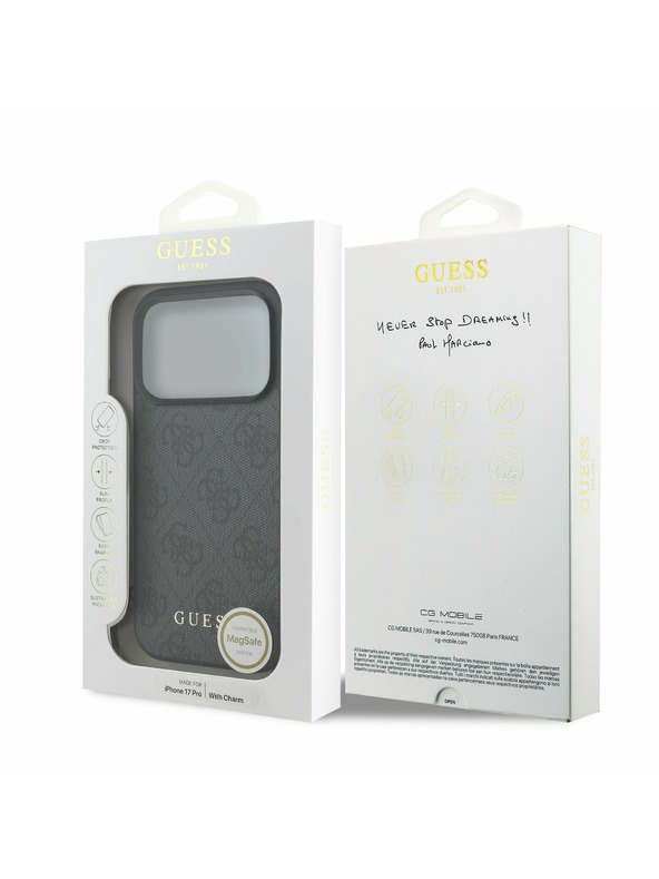Guess Guess 4G Charm MagSafe Hátlap iPhone 17 Pro számára Tone on Tone Grey