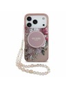 Guess Guess IML Flowers Strap MagSafe Hátlap iPhone 17 Pro számára Pink