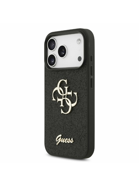 Guess Guess PU Fixed Glitter 4G Metal Logo Hátlap iPhone 17 Pro számára Black