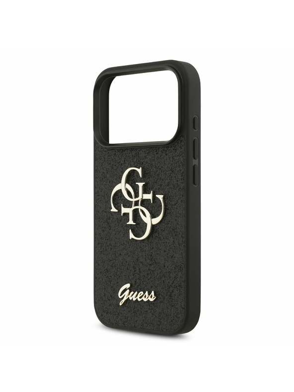 Guess Guess PU Fixed Glitter 4G Metal Logo Hátlap iPhone 17 Pro számára Black