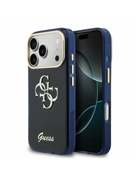 Guess Guess IML 4G Script Metal Logo Hátlap iPhone 17 Pro számára Blue