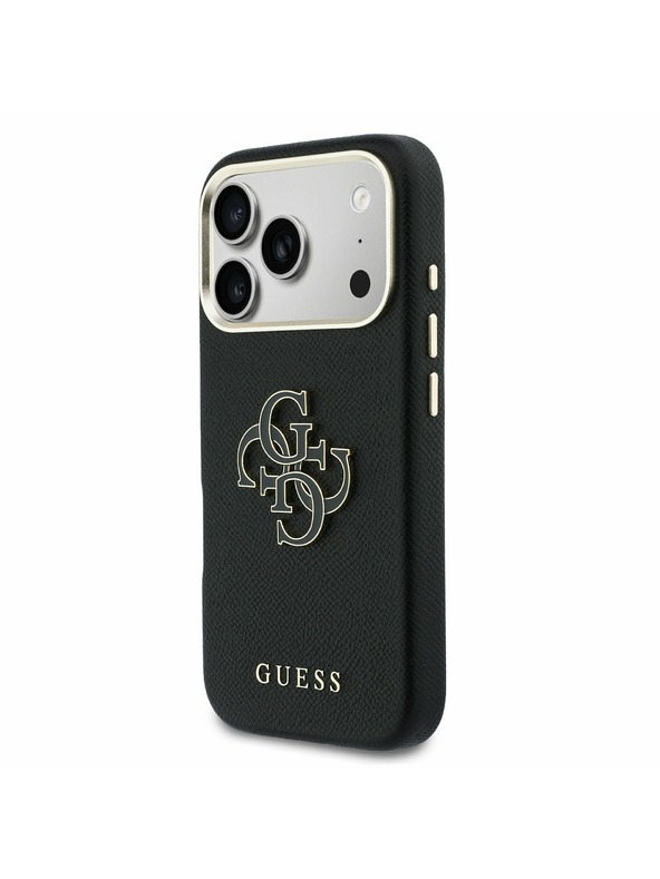 Guess Guess PU Resin Logo Hátlap iPhone 17 Pro számára Black