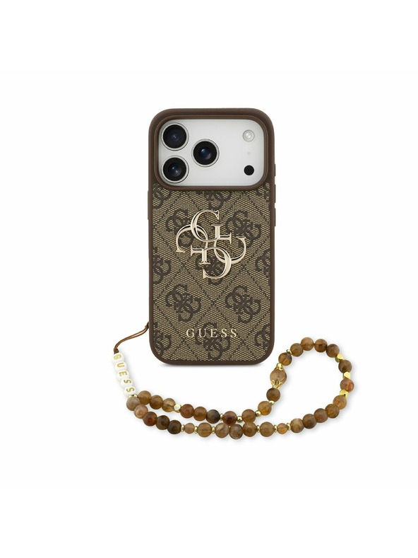 Guess Guess PU 4G Metal Logo Strap Hátlap iPhone 17 Pro számára Brown