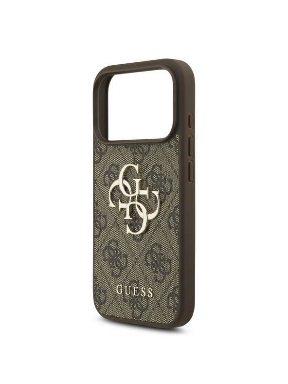 Guess Guess PU 4G Metal Logo Strap Hátlap iPhone 17 Pro számára Brown