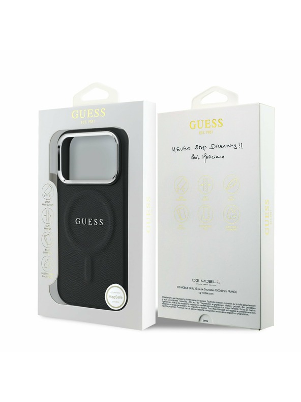 Guess Guess PU Saffiano MagSafe Hátlap iPhone 17 Pro számára Black