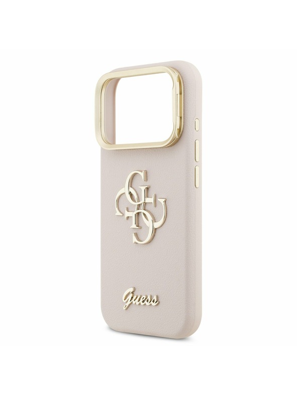 Guess Guess PU Grained 4G Logo Stand Camera Frame Hátlap iPhone 17 Pro számára Pink