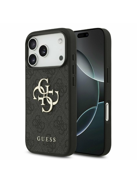 Guess Guess PU 4G Metal Logo Hátlap iPhone 17 Pro számára Grey