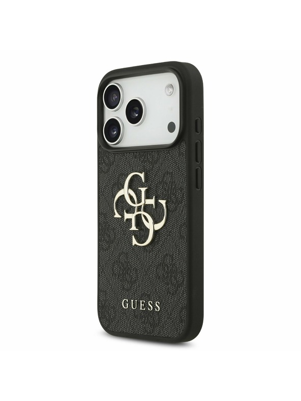 Guess Guess PU 4G Metal Logo Hátlap iPhone 17 Pro számára Grey