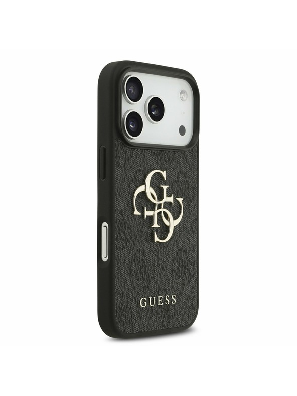 Guess Guess PU 4G Metal Logo Hátlap iPhone 17 Pro számára Grey