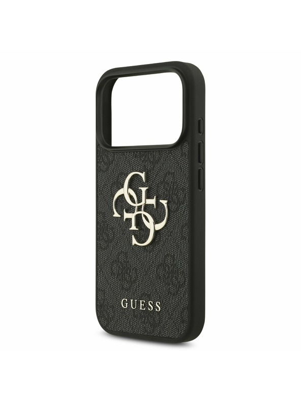 Guess Guess PU 4G Metal Logo Hátlap iPhone 17 Pro számára Grey