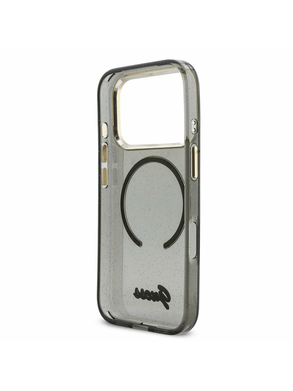 Guess Guess IML Glitter Script Strap MagSafe Hátlap iPhone 17 Pro számára Black