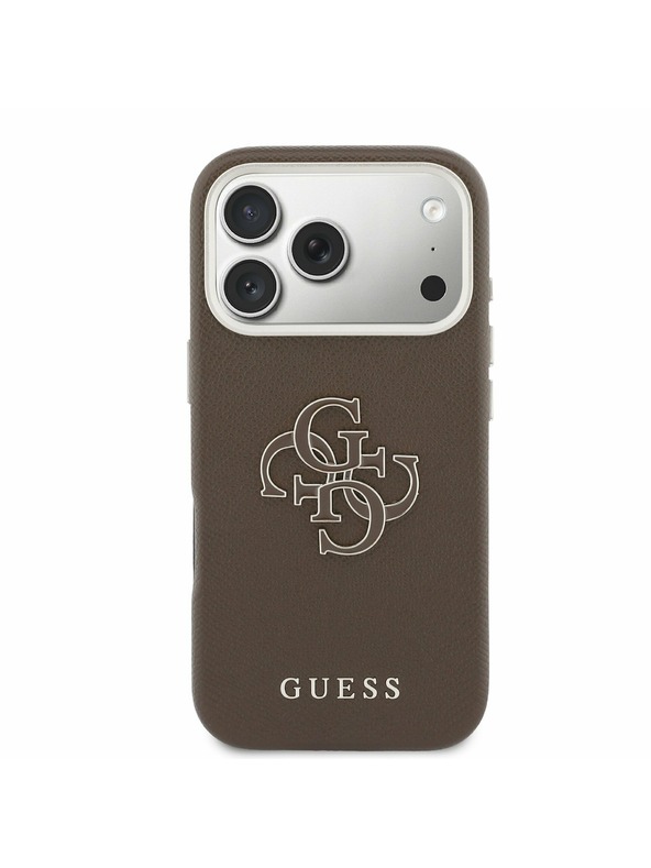Guess Guess PU Resin Logo Hátlap iPhone 17 Pro számára Brown