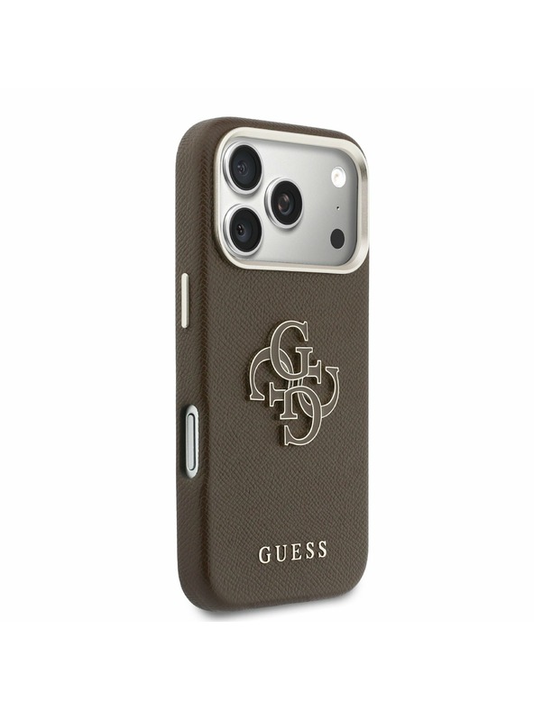 Guess Guess PU Resin Logo Hátlap iPhone 17 Pro számára Brown