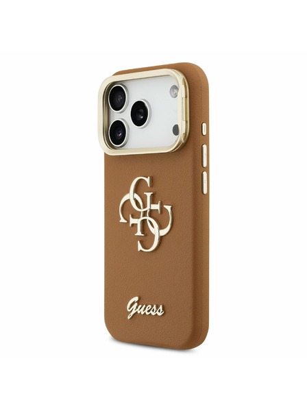 Guess Guess PU Grained 4G Logo Stand Camera Frame Hátoldal iPhone 17 Pro Brown