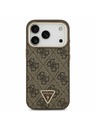 Guess Guess PU Leather 4G Strass Triangle Logo Gold Frame MagSafe Hátoldal iPhone 17 Pro Brown