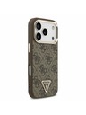 Guess Guess PU Leather 4G Strass Triangle Logo Gold Frame MagSafe Hátoldal iPhone 17 Pro Brown