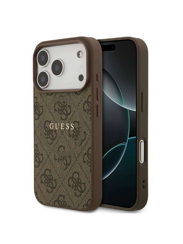 Guess Guess PU Leather 4G Colored Ring MagSafe Hátoldal iPhone 17 Pro Brown