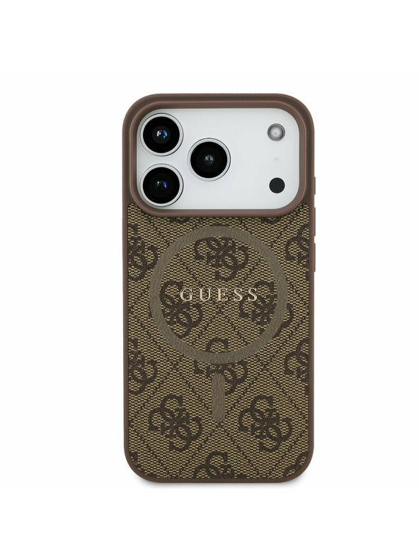 Guess Guess PU Leather 4G Colored Ring MagSafe Hátoldal iPhone 17 Pro Brown