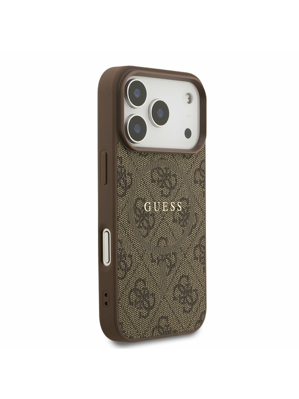 Guess Guess PU Leather 4G Colored Ring MagSafe Hátoldal iPhone 17 Pro Brown