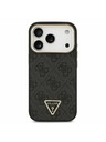 Guess Guess PU Leather 4G Strass Triangle Logo Gold Frame MagSafe Hátoldal iPhone 17 Pro Black