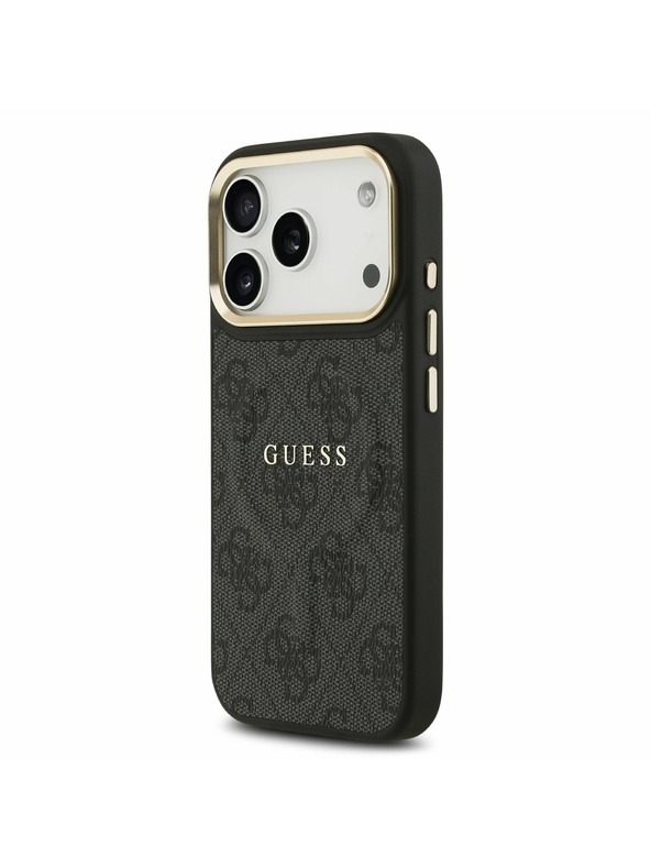 Guess Guess PU Leather 4G Gold Frame MagSafe Hátoldal iPhone 17 Pro Black