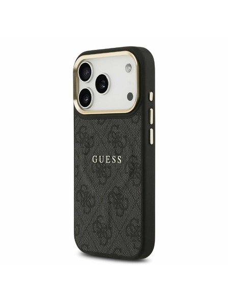 Guess Guess PU Leather 4G Gold Frame MagSafe Hátoldal iPhone 17 Pro Black