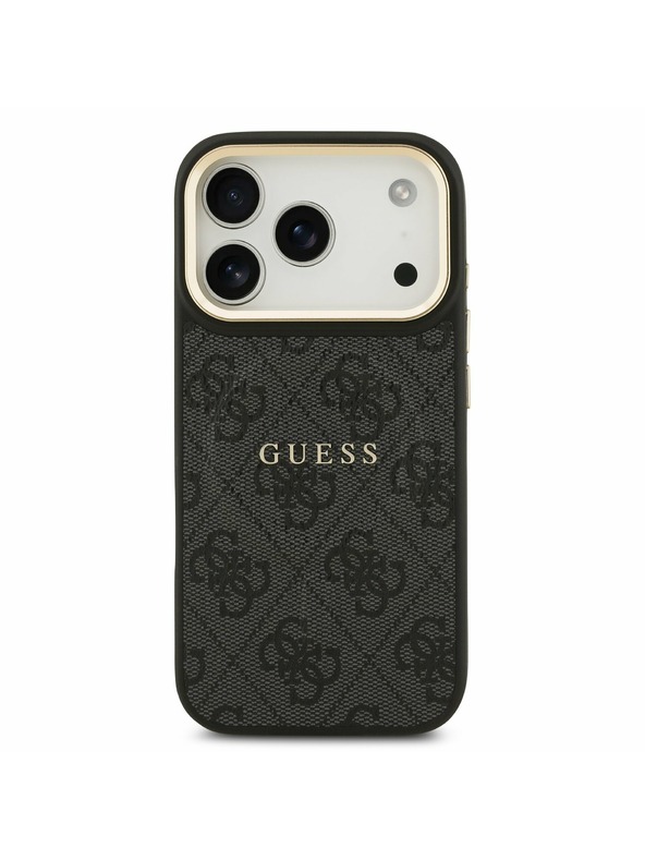 Guess Guess PU Leather 4G Gold Frame MagSafe Hátoldal iPhone 17 Pro Black