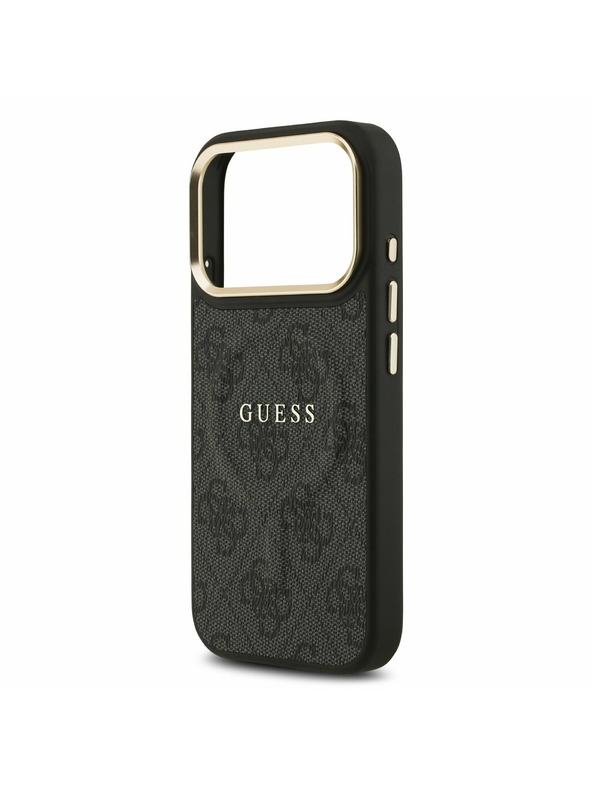 Guess Guess PU Leather 4G Gold Frame MagSafe Hátoldal iPhone 17 Pro Black