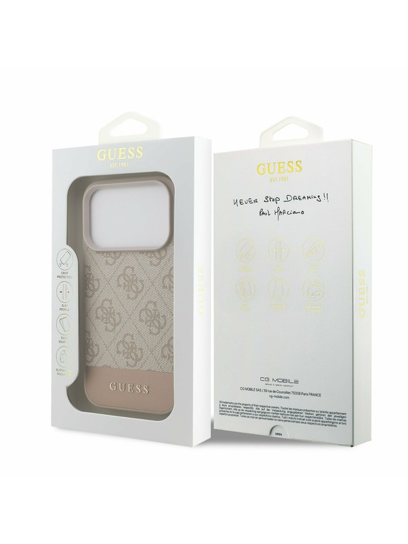 Guess Guess PU 4G Stripe Hátoldal iPhone 17 Pro Pink