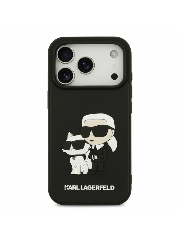 Karl Lagerfeld Karl Lagerfeld 3D Rubber Karl and Choupette Hátoldal iPhone 17 Pro Black