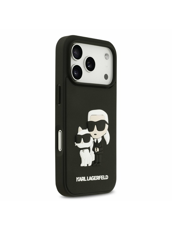 Karl Lagerfeld Karl Lagerfeld 3D Rubber Karl and Choupette Hátoldal iPhone 17 Pro Black