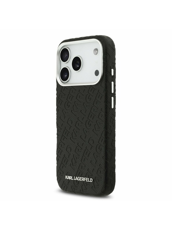 Karl Lagerfeld Karl Lagerfeld Grained PU Repeated Logo MagSafe Hátoldal iPhone 17 Pro Black