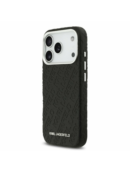 Karl Lagerfeld Karl Lagerfeld Grained PU Repeated Logo MagSafe Hátoldal iPhone 17 Pro Black