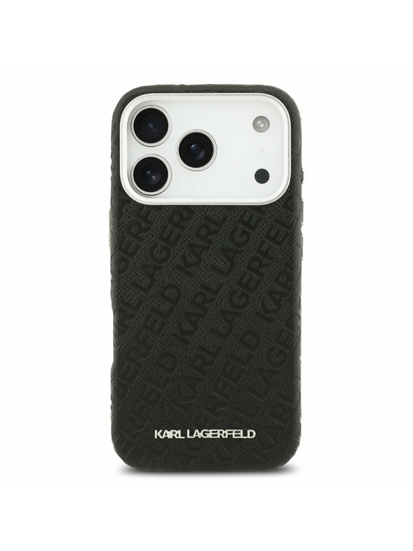 Karl Lagerfeld Karl Lagerfeld Grained PU Repeated Logo MagSafe Hátoldal iPhone 17 Pro Black